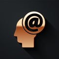 Gold Mail and e-mail icon isolated on black background. Envelope symbol e-mail. Email message sign. Long shadow style Royalty Free Stock Photo