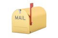 Gold Mailbox, 3D rendering Royalty Free Stock Photo