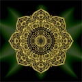 Gold mandala mantra om. Indian pattern decorative vector element