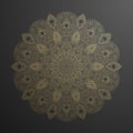 Gold mandala pattern. Abstract gold on black floral vector art. Golden flower in indian motive. Luxury lace decoration