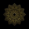 Gold Mandala Vector Design Element. Ornamental elegant decoration. Golden flower pattern. Stylized floral line motif. Complex Royalty Free Stock Photo
