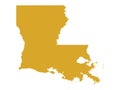 Gold Map of Louisiana Bayou State