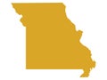 Gold Map of Missouri Show Me State Royalty Free Stock Photo