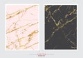 Gold marble cover background, Vector set template Royalty Free Stock Photo