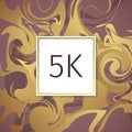 Gold Marble Vector Thanks Design Template for Network Friends and Followers. Thank you 5 K followers card. Image for Social Networ