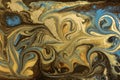 Gold marbling texture design. Blue and golden marble pattern. Fluid art.