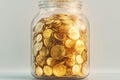 Gold market concept coins stored in bottles, representing wealth Royalty Free Stock Photo