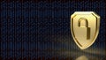 The gold master key on shield on digital background  for security concept 3d rendering Royalty Free Stock Photo