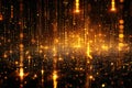 A gold matrix code background with digital rain on a black background. illustration design Royalty Free Stock Photo