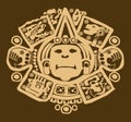 Gold Mayan design on brown