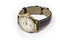 Gold mechanical wristwatch with manual winding