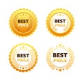 Gold medal for Best price. Retail badge. Best price tag. Vector stock illustration Royalty Free Stock Photo