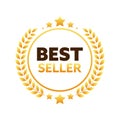 Gold medal for best seller. Retail badge. Best seller tag. Vector stock illustration Royalty Free Stock Photo