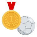 Gold Medal and Futsal Ball Flat Icon