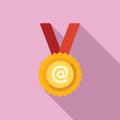 Gold medal icon flat vector. Online media