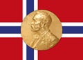 Gold Medal Nobel prize with Norvay flag