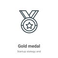 Gold medal outline vector icon. Thin line black gold medal icon, flat vector simple element illustration from editable startup