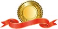 Gold medal and red ribbon Royalty Free Stock Photo