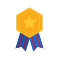 Gold medal with ribbon. Vector illustration Royalty Free Stock Photo