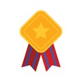 Gold medal with ribbon. Vector illustration Royalty Free Stock Photo