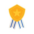 Gold medal with ribbon. Vector illustration Royalty Free Stock Photo