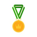 Gold medal with ribbon. Vector illustration Royalty Free Stock Photo