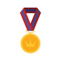 Gold medal with ribbon. Vector illustration Royalty Free Stock Photo