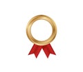 Gold medal ring on red ribbon template