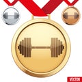 Gold Medal with the symbol of a gym inside