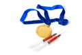 Gold medal and syringes Royalty Free Stock Photo