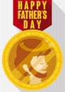 Gold Medal to the Best Dad in Father`s Day, Vector Illustration