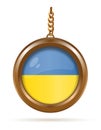 Gold medallion with Ukrainian flag. Vector illustration Royalty Free Stock Photo