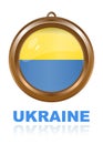 Gold medallion with Ukrainian flag. Vector illustration Royalty Free Stock Photo