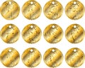 Gold medallions of the zodiac. Royalty Free Stock Photo