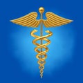 Gold Medical Caduceus Symbol. 3d Rendering Royalty Free Stock Photo