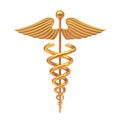 Gold Medical Caduceus Symbol. 3d Rendering