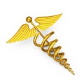 Gold Medical Caduceus Symbol. 3d Rendering