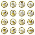 Gold medical icons set