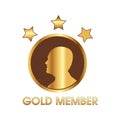 Gold member with human and star icon, web icon