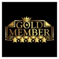 Gold member Icon. Vector Illustration on black background
