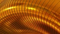 Gold metal background 3D, shiny striped texture