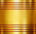 Gold metal background with red lines for design. 3d illustration Royalty Free Stock Photo