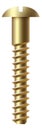 Gold metal bolt. Round slotted head fastener