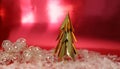 Gold metal Christmas tree with snow white Royalty Free Stock Photo