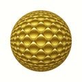Gold metal 3D sphere with circles pattern isolated on white Royalty Free Stock Photo
