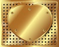 Gold metal heart on the background of perforated m Royalty Free Stock Photo