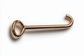 Gold metal hook with loop, isolated on white background Royalty Free Stock Photo