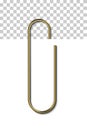 Gold metal paperclip isolated and attached to white paper Royalty Free Stock Photo