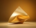 Gold metal sheet forming an abstract sculpture.