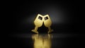 gold metal symbol of glass cheers 3D rendering with blurry reflection on floor with dark background